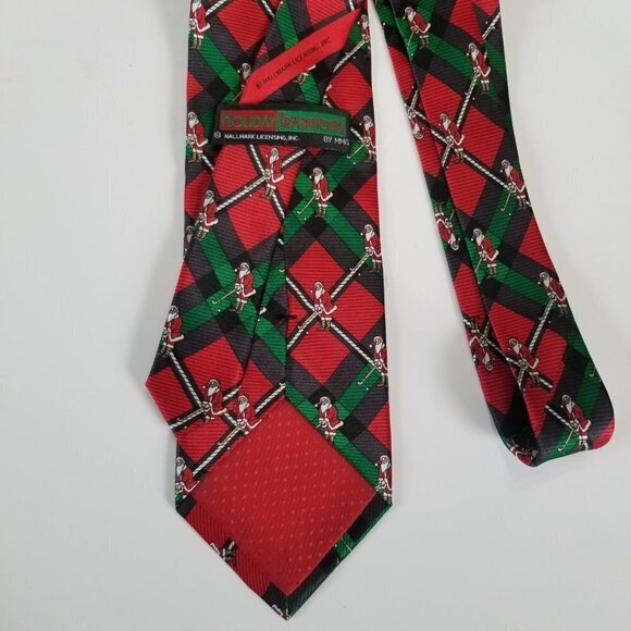 Hallmark Golf Santa Men's Silk Necktie Christmas Holiday Traditions Hand Made - Picture 5 of 8
